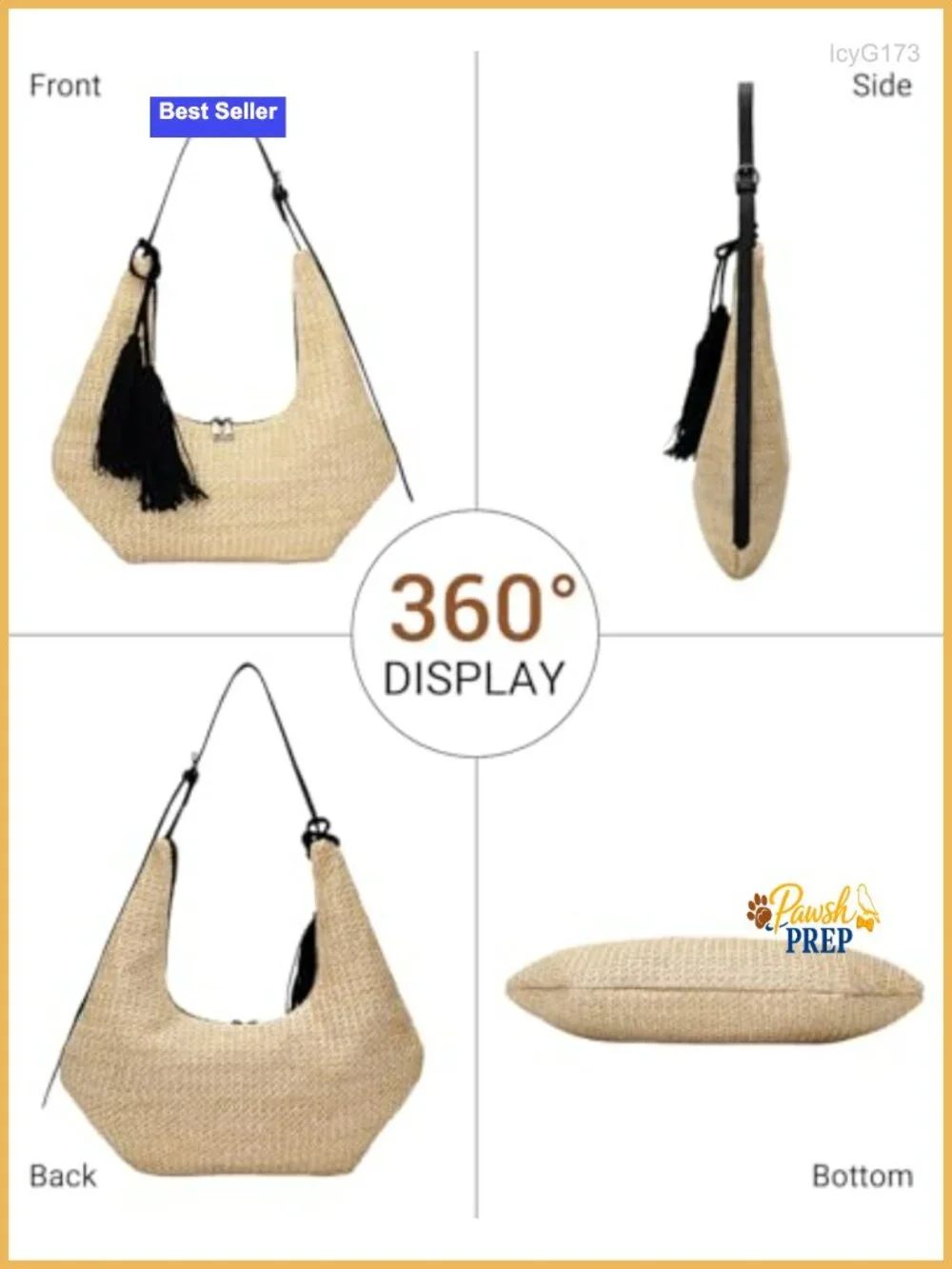 Herald Tassel Straw Crescent Hobo Handbag Shoulder Bag Tote Women Boho Summer